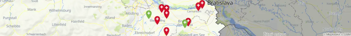 Map view for Pharmacies emergency services nearby Göttlesbrunn-Arbesthal (Bruck an der Leitha, Niederösterreich)